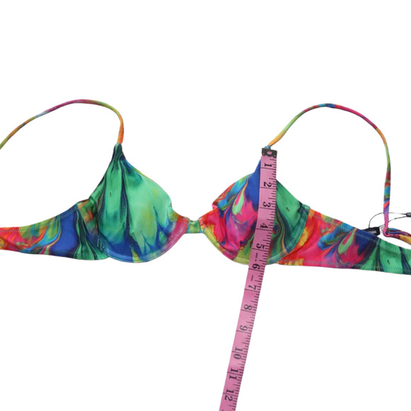 PrettyLittleThing Multi Abstract Print Underwired Bikini Top Size 6 NWT - Picture 7 of 12